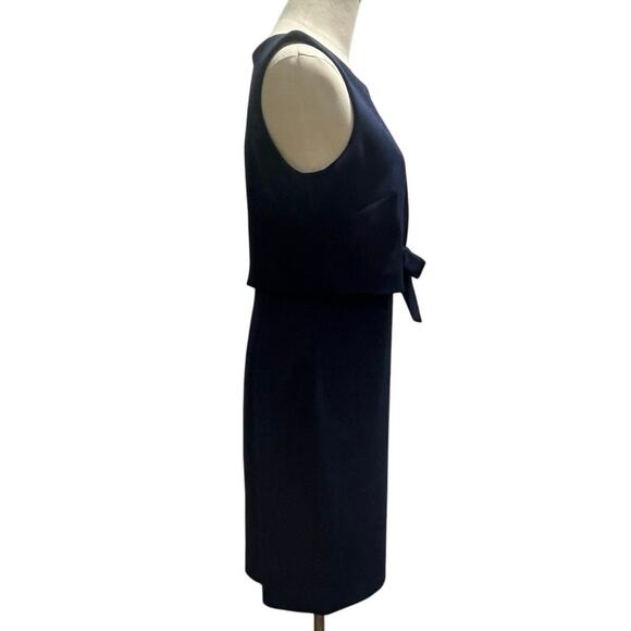 Badgley Mischka Blue Grommet Sheath Bateau Neckline Bow Retro Mini Dress Sz 6 - Picture 4 of 10